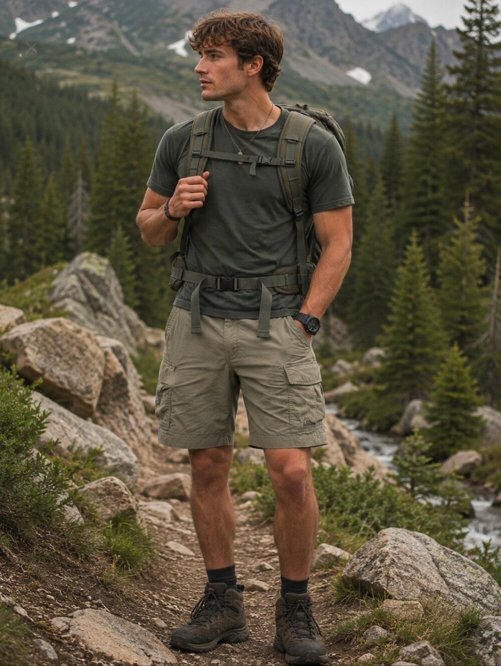 REI Cargo Trail Shorts Mens Small Green Gorpcore Hiking Outdoor Adventure